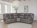 Grey Leather Effect Large Manual Recliner Corner Sofa