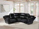 Black Leather Effect Large Manual Recliner Corner Sofa