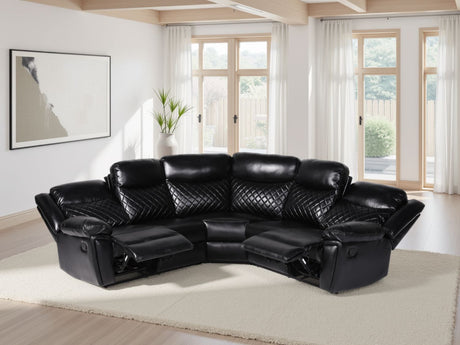 Black Leather Effect Large Manual Recliner Corner Sofa