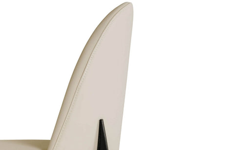 Taupe Cream Leather Curved Back Dining Chair Black Legs
