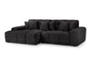 Black Fabric Upholstered Left Hand Facing Corner Sofa