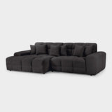 Black Fabric Upholstered Left Hand Facing Corner Sofa