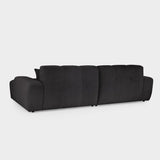 Black Fabric Upholstered Left Hand Facing Corner Sofa