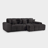Black Fabric Upholsterd Right Hand Facing Corner Sofa