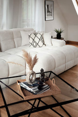 Natural Beige Fabric Right Hand Facing Corner Sofa