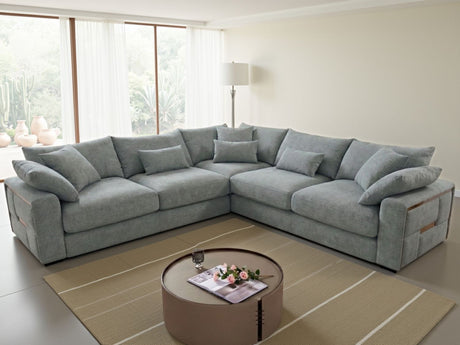Grey Fabric Large Corner Group Sofa with Deep Seating