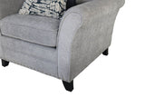 Silver Fabric Upholstered Textured Armchair Dark Legs