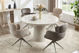 Taupe Gloss Marble 1.3m Round Dining Table Pedestal Base