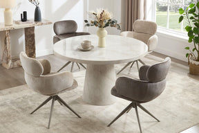 Taupe Gloss Marble 1.3m Round Dining Table Pedestal Base