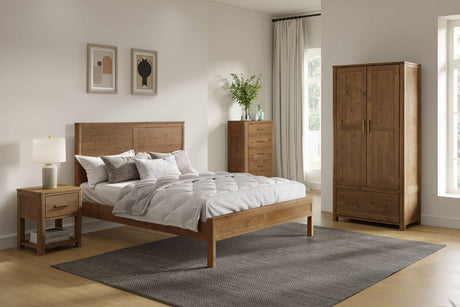 Rustic Pine Wooden King Size Bed Frame with Solid Legs