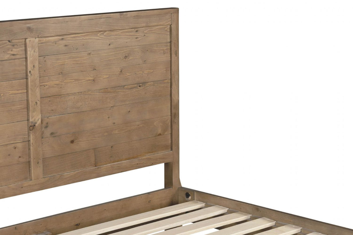 Rustic Pine Wooden King Size Bed Frame with Solid Legs