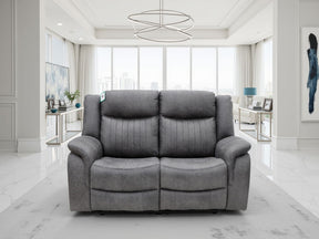 Grey Fabric 2 Seater Recliner Sofa with Console