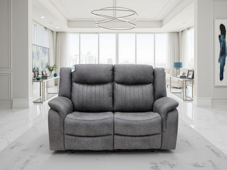 Grey Fabric 2 Seater Recliner Sofa with Console