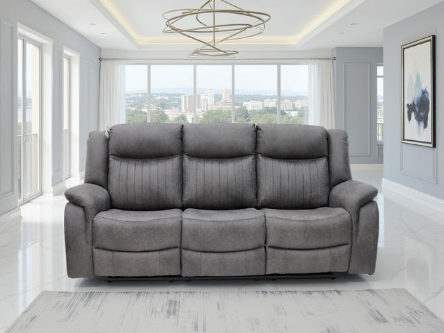 Grey Fabric 3 Seater Electric Recliner Sofa