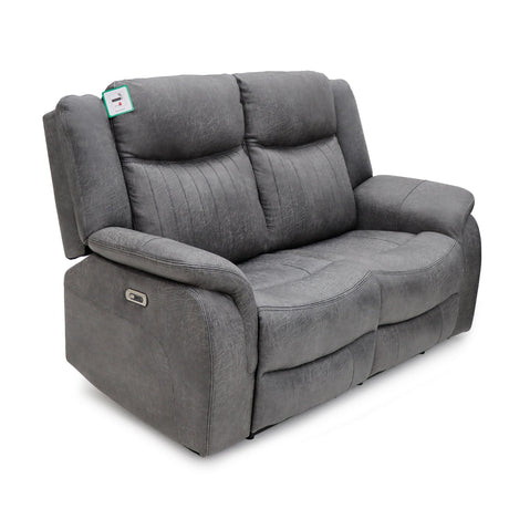 Grey Fabric 2 Seater Recliner Sofa with Console