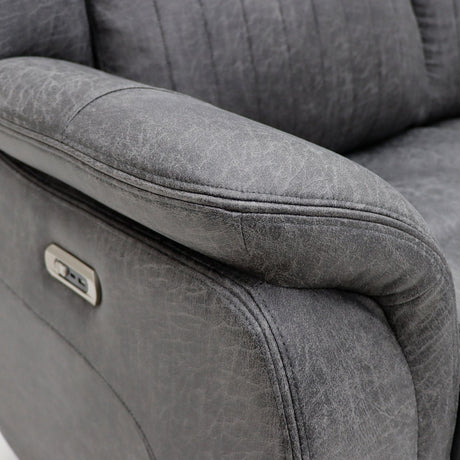 Grey Fabric 2 Seater Recliner Sofa with Console