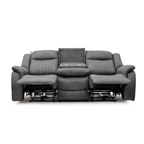 Grey Fabric 3 Seater Electric Recliner Sofa