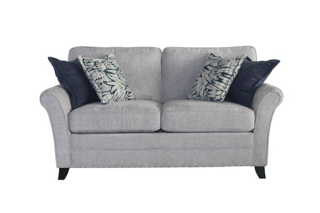 Silver Textured Fabric 2 Seater Sofa Standard Back