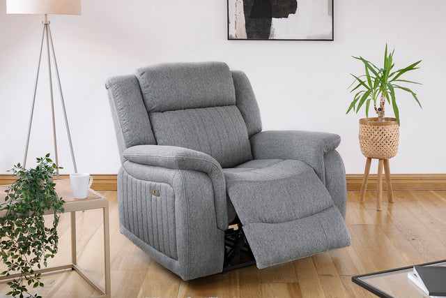 Linden Electric Recliner Sofa Grey Armchair - Ready2Go Furniture