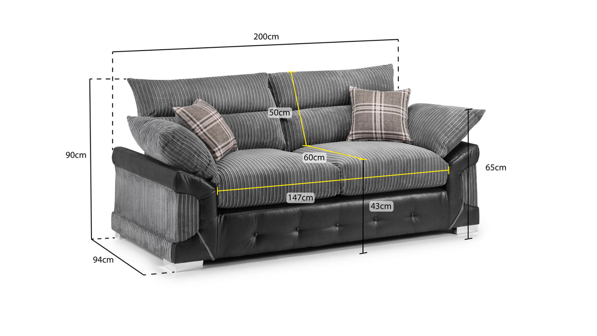 Arles 3 Seater Sofa – Cosy Jumbo Cord & Plush Comfort - Ready2GoFurniture 