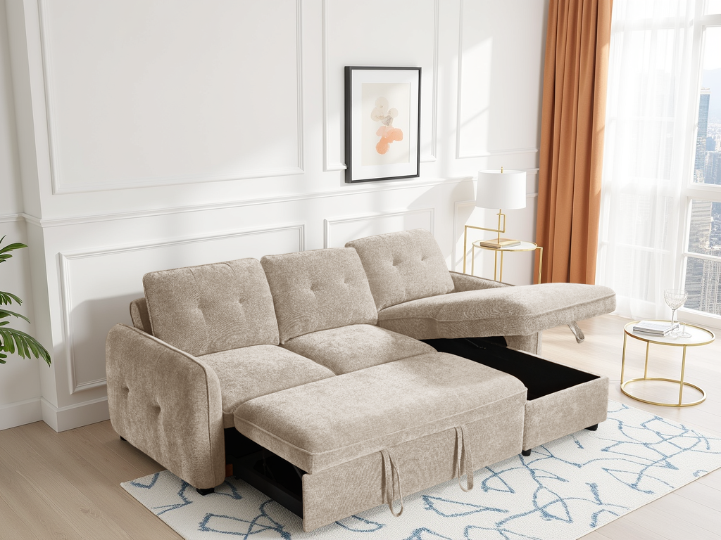 Moscow Sofabed Beige Universal Corner - Ready2Go Furniture