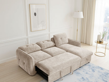 Beige Fabric Universal Corner Chaise Sofabed