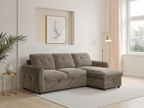 Brown Fabric Universal Corner Chaise Sofabed