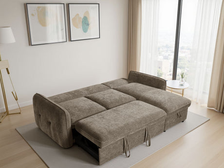 Brown Fabric Universal Corner Chaise Sofabed