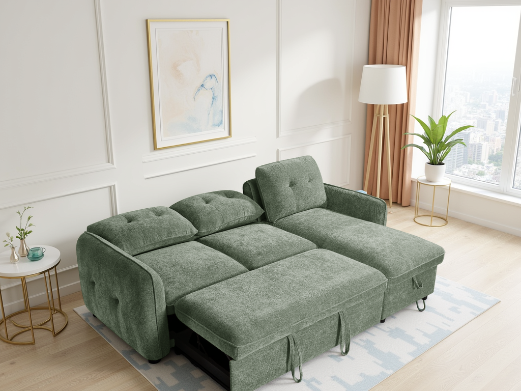 Moscow Sofabed Green Universal Corner - Ready2Go Furniture