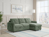 Green Fabric Universal Corner Chaise Sofabed
