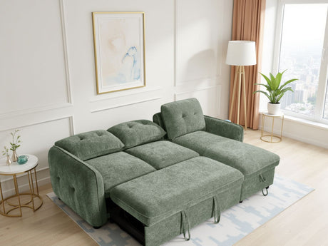 Green Fabric Universal Corner Chaise Sofabed