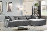 Charcoal Fabric Right Hand Facing Corner Sofa Chrome Feet
