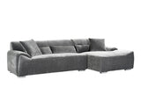 Charcoal Fabric Right Hand Facing Corner Sofa Chrome Feet