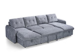 Grey Textured Fabric Large U Shape Corner Chaise Sofa Bed