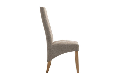 Mink Fabric High Back Dining Chair with Oak Legs