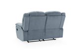 Grey Fabric Quilted Back Manual 2 Seater Recliner Sofa