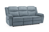 Grey Fabric Manual 3 Seater Recliner Sofa