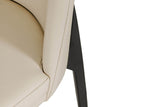 Taupe Cream Leather Curved Back Dining Chair Black Legs