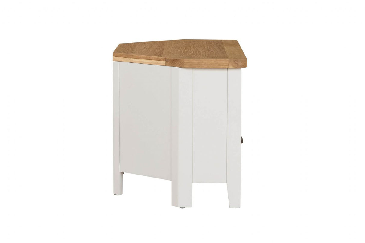 Cashmere Wooden 2 Drawer Corner TV Media Unit Oak Top