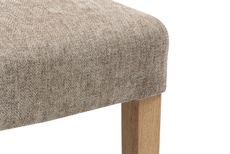 Mink Fabric High Back Dining Chair with Oak Legs