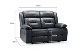 Black Leather Effect 2 Seater Manual Recliner Sofa