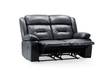 Black Leather Effect 2 Seater Manual Recliner Sofa