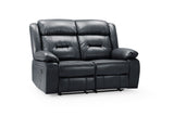 Black Leather Effect 2 Seater Manual Recliner Sofa