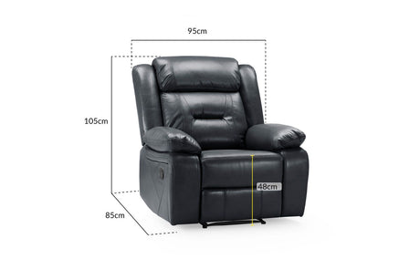 Black Leather Effect Manual Recliner Armchair