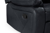 Black Leather Effect 2 Seater Manual Recliner Sofa