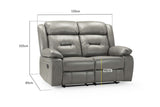 Grey Leather Effect 2 Seater Manual Recliner Sofa
