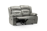 Grey Leather Effect 2 Seater Manual Recliner Sofa