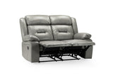 Grey Leather Effect 2 Seater Manual Recliner Sofa