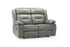 Grey Leather Effect 2 Seater Manual Recliner Sofa