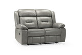 Grey Leather Effect 2 Seater Manual Recliner Sofa